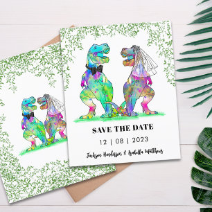 Dinosaurus thema bruiloft Save the Date Budget