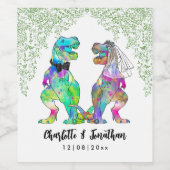 Dinosaurus thema bruiloft wijn etiket (Enkel label)