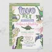 Dinosaurus thema feest 2e verjaardag kaart (Voorkant / Achterkant)