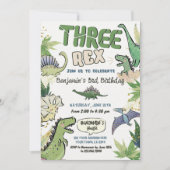 Dinosaurus Thema Feest 3e Verjaardag, Drie Rex Kaart (Voorkant)