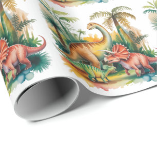 Dinosaurus Thema Jongens Verjaardagsfeestje Cadeaupapier