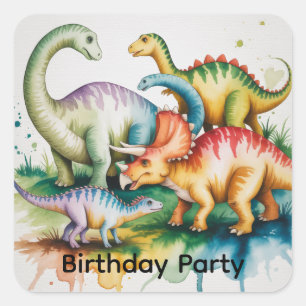 Dinosaurus Thema Jongens Verjaardagsfeestje Vierkante Sticker