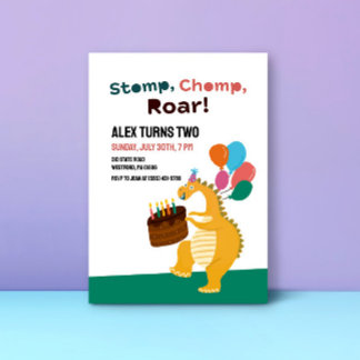 Dinosaurus thema Kinder 2e Verjaardagsfeestuitnodi Kaart
