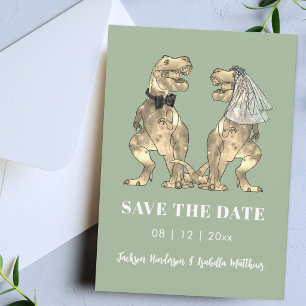 Dinosaurus thema salie groene bruiloft save the date