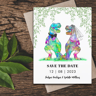 Dinosaurus Thema Trouwkaart Opsparen van de Datum Briefkaart