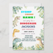 Dinosaurus-thema uitnodiging voor 3e verjaardagsfe (Voorkant)