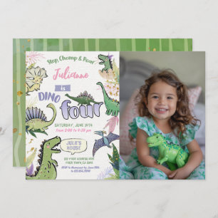 Dinosaurus Theme Party Dino Vier 4e Verjaardag Kaart