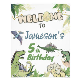 Dinosaurus Theme Party Welkomstbord Foto Afdruk