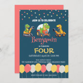 Dinosaurus tractor vrachtwagen ballon School Verja Kaart (Voorkant / Achterkant)