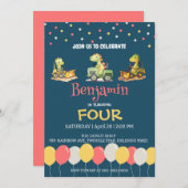 Dinosaurus tractor vrachtwagen ballon School Verja Kaart (Voorkant / Achterkant)