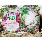 Dinosaurus TWEE Rex Uitnodiging  Dinosaurus Feest 
