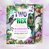 Dinosaurus TWEE Rex Uitnodiging Dinosaurus Feest