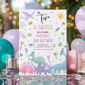 Dinosaurus Two-A-Saurs Roze T-Rex 2e verjaardagsfe Kaart