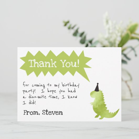 Dinosaurus uitnodiging Stamp en kauw verjaardagsjo (Staand voorkant)