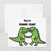 Dinosaurus valentijnen feestdagenkaart (Voorkant / Achterkant)