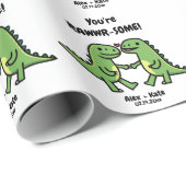 Dinosaurus Valentijnse Cadeaupapier (Rol Hoek)
