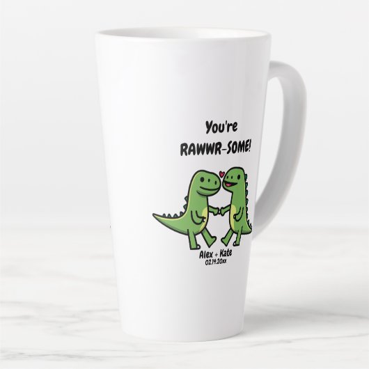 Dinosaurus Valentijnse  Latte Mok (Rechterhoek)