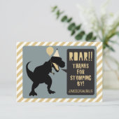 Dinosaurus Verjaardag Dank Je Kaart Goud (Staand voorkant)