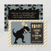 Dinosaurus Verjaardag Dank Je Kaart Goud (Voorkant / Achterkant)