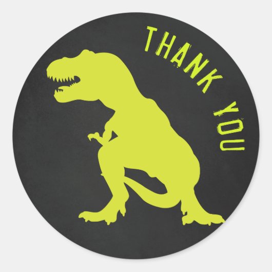Dinosaurus Verjaardag Dank u Chalkboard Ronde Sticker (Voorkant)