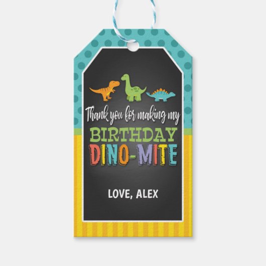 Dinosaurus Verjaardag Favor Tag Cadeaulabel (Voorkant)