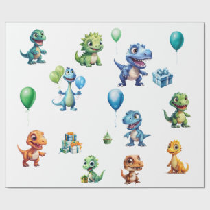 Dinosaurus Verjaardag Inpakpapier