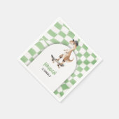 Dinosaurus Verjaardag Retro T Rex Geruit Servet (Hoek)