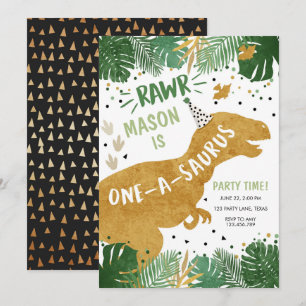 Dinosaurus Verjaardag T-Rex Boy 1e Eerste Verjaard Kaart