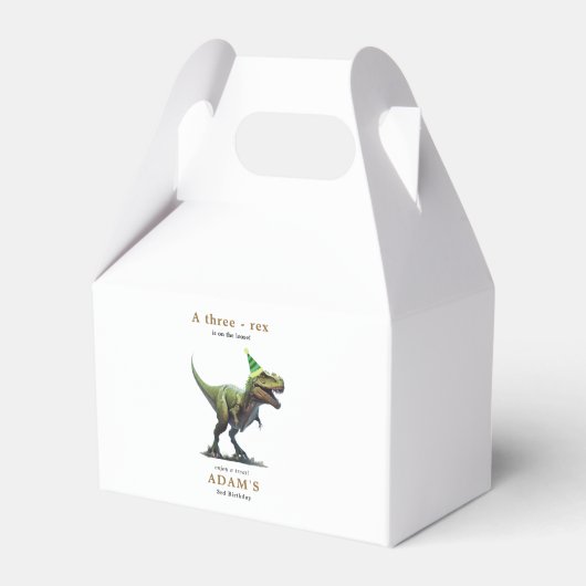 Dinosaurus Verjaardag Uitnodiging, Drie Rex Verjaa Bedankdoosjes (Voorkant Zijde)