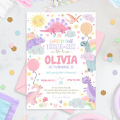 DINOSAURUS VERJAARDAG Uitnodiging Meisje Drie Rex