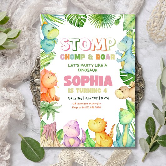 Dinosaurus Verjaardag Uitnodiging Meisjes Dino Ver