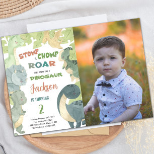 Dinosaurus Verjaardag Uitnodiging met Foto