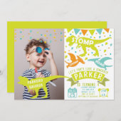 Dinosaurus Verjaardag Uitnodiging Moderne Foto (Voorkant / Achterkant)