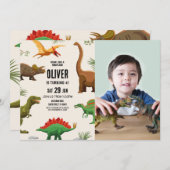 Dinosaurus Verjaardag Uitnodiging Party Jongens Fo (Voorkant / Achterkant)