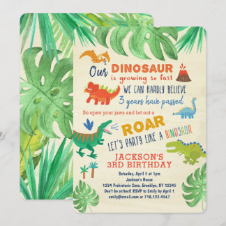 Dinosaurus Verjaardag Uitnodigingen Jongens Dinosa