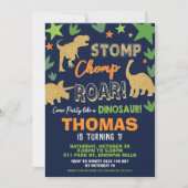 Dinosaurus Verjaardagsfeest Bash Boy Roarsome Kaart (Voorkant)