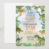 Dinosaurus Verjaardagsfeest Jurassic Verjaardagsfe Kaart (Voorkant / Achterkant)