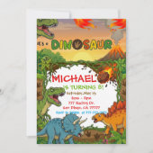 Dinosaurus verjaardagsfeest uitnodiging (Voorkant)