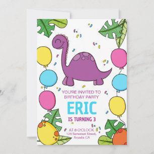 Dinosaurus verjaardagsfeest uitnodiging, jurassic  kaart