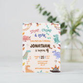 Dinosaurus verjaardagsfeestje briefkaart (Staand voorkant)