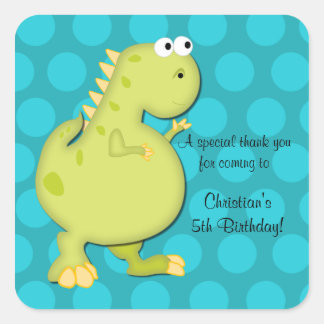 Dinosaurus Verjaardagsfeestje Dank u Stickers