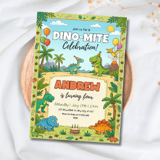 Dinosaurus Verjaardagsfeestje Dino Kinderen Jungle Kaart