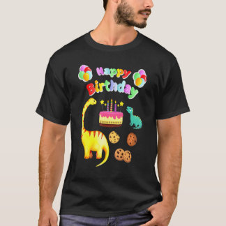 Dinosaurus verjaardagstaart en koekjes t-shirt