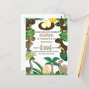 Dinosaurus verjaardagsuitnodiging: Dino Avontuur,  Briefkaart