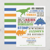 Dinosaurus verjaardagsuitnodiging jongen groen bla kaart (Voorkant / Achterkant)