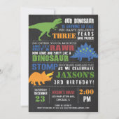 Dinosaurus verjaardagsuitnodiging jongen krijtbord kaart (Voorkant)