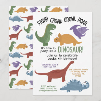 Dinosaurus verjaardagsuitnodiging kaart