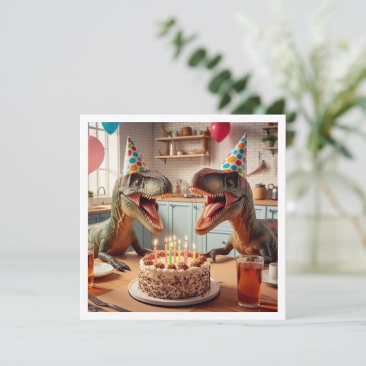 Dinosaurus verjaardagsuitnodiging, Velociraptor Kaart (Staand voorkant)