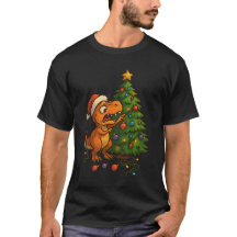 Dinosaurus vernietigt Kerstboom Grappig Kerstfeest