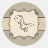 Dinosaurus Vintage Retro Klassieke Ronde Sticker